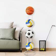 Metal Ball Storage Rack Vertical Sports Equipment Organizer Stand Sports Football Stand For Football Basketball Volleyball - White-four Layers - View 6