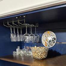 Stainless Steel Chrome Plated Stemware Rack - Hanging Wine Glass Holder For Cabinet, Kitchen, Bar Counter - Silver - View 7