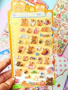 High-Quality 3D Cute Stickers, Fun Shiny Embossed Decoration, Three-Dimensional Fun Japanese Anime Stickers, Crystal Stickers, With A Solid Texture, Exquisite Solid Shape, Self-Adhesive Waterproof Non-Stick Decorative Stickers - Multicolor - View 4