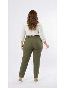 Plus Size Tailored Dress Pants - Verde militar - Ver 3