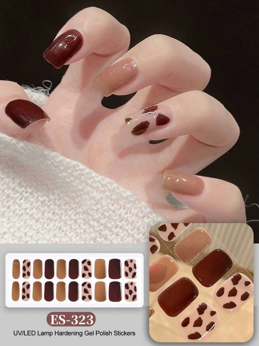 20 tiras de uñas de gel semi-curadas, de calidad de salón, de larga duración, fáciles de aplicar y retirar, requieren curado con lámpara UV