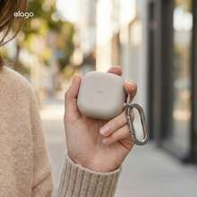 Elago Compatible With Samsung Galaxy Buds 4 Pro & Galaxy Buds 4 Case, Premium Silicone Cover With Carabiner, Full Protection, Wireless Charging, Headphone Accessories, For Men, For Women [Stone] - 結石 - 查看 1