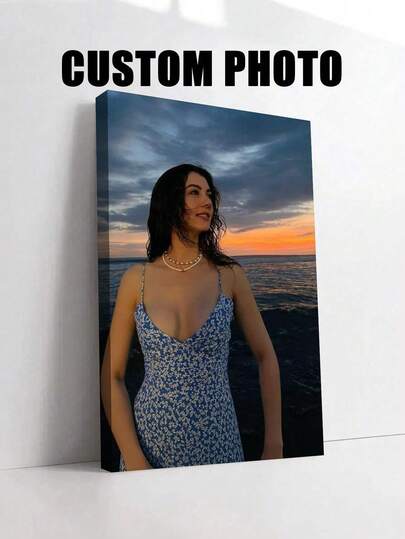 1pc Unique Personalized Canvas Print - Custom Couple Artwork Print, Stunning Modern Decorative Wall Art, Customized Canvas Wall Decor Using Your Cherished Photos. Fashionable Home Decor, Custom Wall Art, Personalized Gift