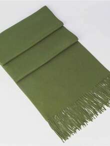 Casual Elegant Winter Scarf 150g With Fringes - Verde Musgo - 查看 4