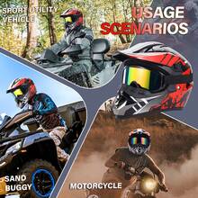 DOT L/XL Adult Off-Road Motorcycle ATV Mud Bike UTV Off-Road Helmet/Goggles/Gloves/Face Mask Red Storm - XL - Xem 11