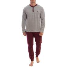 Kisses and Love Pyjama d'hiver en peluche pour homme KLP3 - Gris-bordeaux - Voir 1
