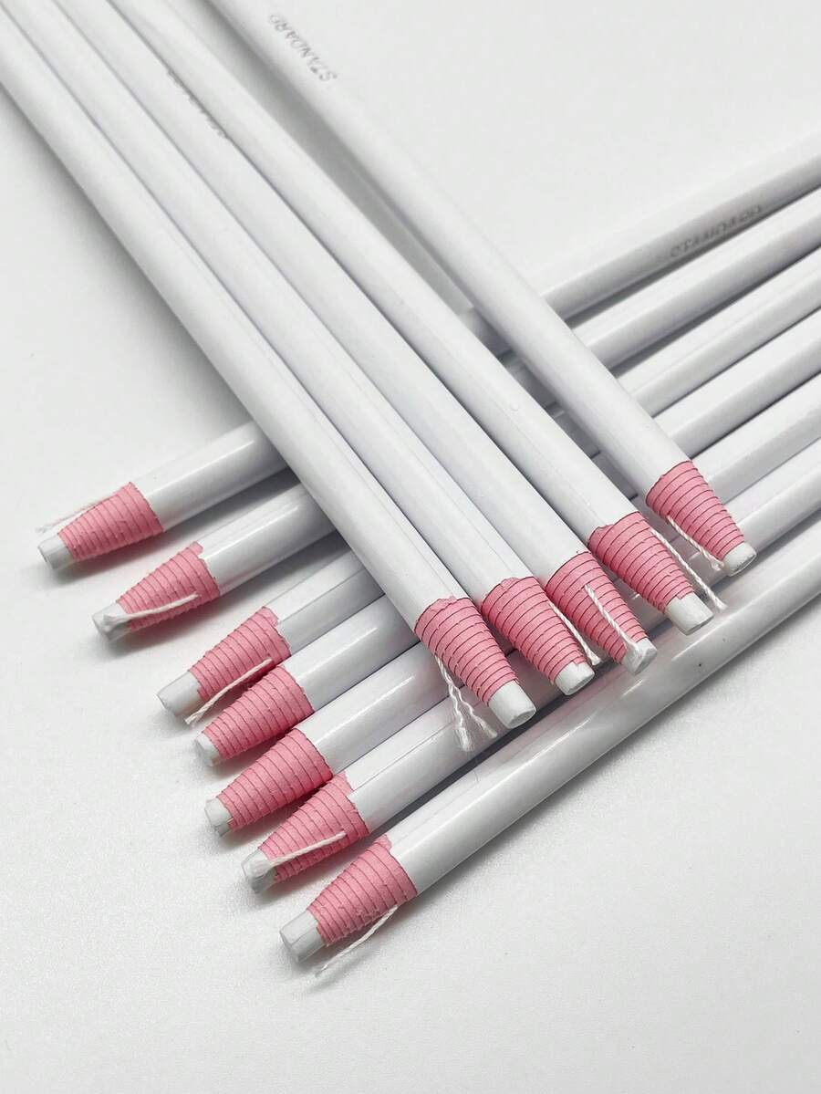 12pcs White Sewing Marking Pencil Set, Erasable Fabric Marking Pens, Easy To Use, Suitable For Student Drawing, Home Clothing Repair, Beginner Sewing And DIY Craft Projects - Crayon - View 1