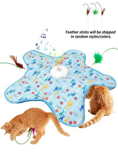 3 Peças Brinquedos Interativos para Gatos com Vara de Pena (enviados aleatoriamente) Esconde-Esconde Simulação de Movimento de Presa Real, Sons de Animais, Diversão e Jogo Interativo Brinquedo de Estimação