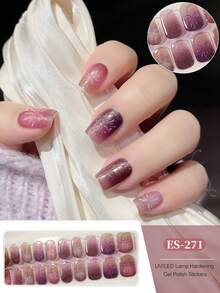 Semi Cured Gel Nail Strips, 20Pcs Long Lasting Salon Quality Wraps, Easy Apply & Remove Gel Nail Stickers With UV Light - Mauve Purple - View 2