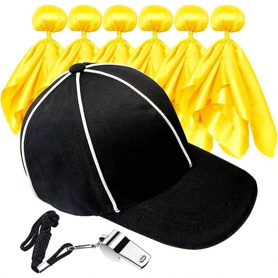 Ahuimeius Referee Hat And Whistle Set With 6 Penalty Flags - Complete Referee Accessories Kit, Fan Set Party Game And Costume - Initial - View 1