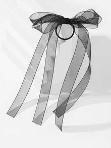 1pc Organza Long Streamer Bow Hair Tie, Suitable For Daily Wear - Mesh - View 12