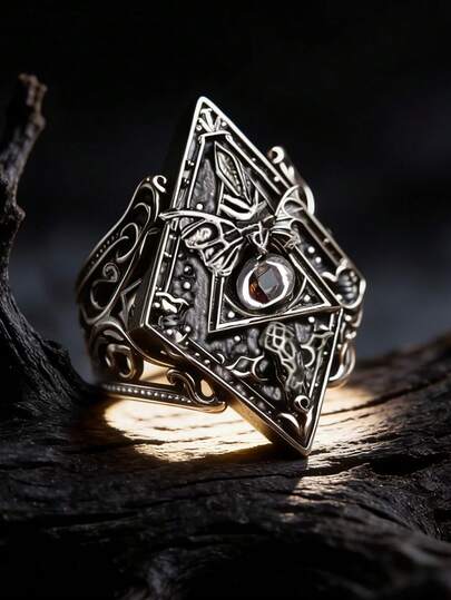 خاتم جمجمة الخفاش النحاسي المشوه بطراز جوثيك بانك هيب هوب قديم، خاتم مجوهرات هيكل عظمي، هدية مجوهرات روحانية مناسبة للرجال والنساء للارتداء اليومي والمناسبات الخاصة، هدية خاصة لعيد الأب