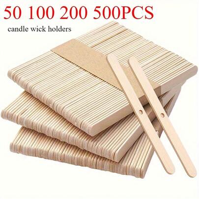 50/100/200/500pcs Candle Wick Holders, Single Wooden Stick Design, Candle Wick Fixing Boards, Candle Wick Fixing Holders, DIY Handmade Stirring Tools, Easy To Use, Suitable For Scented Candle Making, Handicrafts, DIY Gifts, Handcraft Enthusiasts