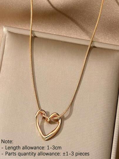 1 pieza Collar con colgante de corazón hueco de moda, adecuado para fiestas, playa, uso casual diario y regalo de vacaciones para mujeres