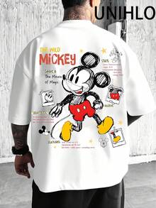Disney UNIHLO Mickey  Print  Summer Casual Versatile Pure Cotton T-Shirt Suitable For Any Place - trắng - Xem 2