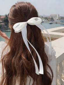 1pc Organza Long Streamer Bow Hair Tie, Suitable For Daily Wear - Mesh - View 8