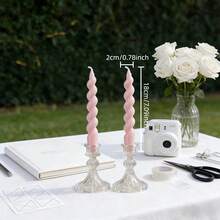 2pcs European Style Pink Scented Candle Set - Includes Various Designs Such As Large Spiral, Thick Twist, Thin Twist And Pointed Tip. Made Of High-Quality Soy Wax, Providing Lighting And Creating A Romantic Atmosphere, Suitable For Home Decor, Living Room Accents, Outdoor Occasions, Weddings, Festivals, Romantic Events, Also An Exquisite Gift For Women. - 2pcs - View 17