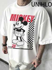 Disney UNIHLO Mickey  Print  Summer Casual Versatile Pure Cotton T-Shirt Suitable For Any Place - 白色 - 查看 2