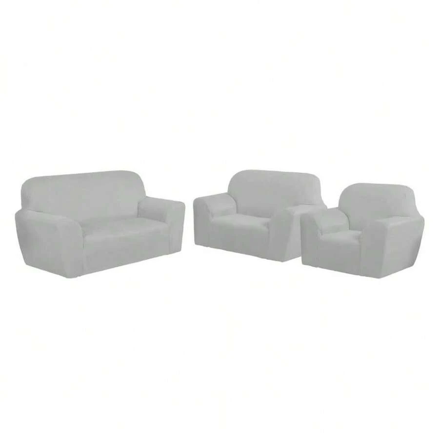 Protective Cover For Sofa 3x2x1 Seater, Plain, Fitted, Gel Polyester Mesh, Fast Shipping. - White - View 1