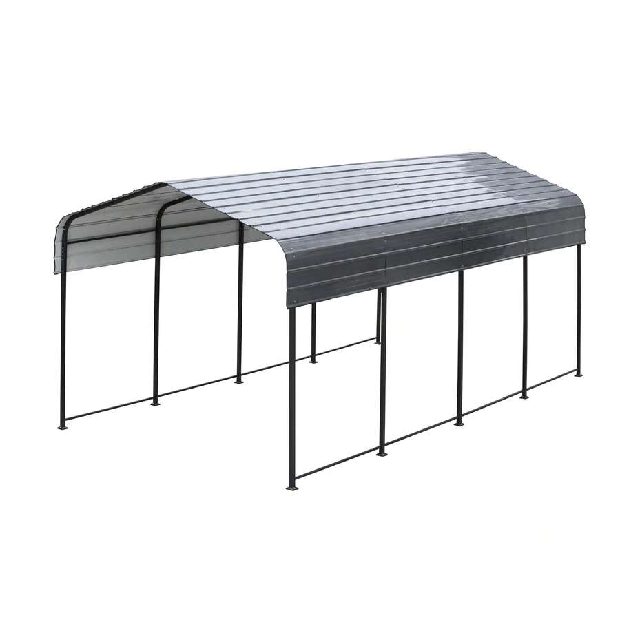 This Large, Durable Carport, Garage, Or Storage Space Measures 6m Deep, 3m Wide, And 2.6m High. It's Made Of Sturdy Steel, Features A Powder-Coated Finish, Is Rust-Resistant, Features Anchor Bolts, UV Protection, Is Wind-Resistant, Rain-Resistant, And Snow-Resistant, And Features A Sloped Roof For Rainwater And Leaf Protection. Its Open Design Provides Excellent Ventilation And Is Ideal For Motorcycles, Bicycles, Cars, And Other Outdoor Storage Needs. It's A Stylish And Simple Solution For Home Or Commercial Use, Requiring Assembly By A 2-4 Person Electric Screwdriver. It Also Includes A Reinforced Frame, Bottom Reinforcement, Leg Covers, And Soft Cushions. Its Dark Gray Finish Makes It A Stylish And Simple Solution For Home Or Commercial Use. - A - Xem 1