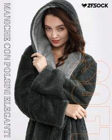 Peignoir long en microfibre pour femmes : Peignoir doux en polaire, peignoir épais pour l'hiver avec ceinture et poches pour la maison, le spa, l'hôtel, les voyages, la piscine, la salle de sport, cadeau de Noël. - Gris avec capuche - Voir 5