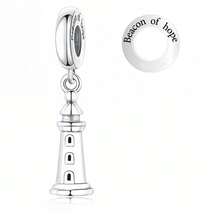 1 件 925 纯银灯塔吊坠，刻有“希望之光”字样，可DIY，男女皆宜，励志饰品礼物 - 銀色 - 查看 1