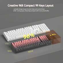 MageGee LIGHT100 Wireless Creamy Keyboard, Gasket Structure Hot Swappable, 2.4G/USB-C/BT5.0 RGB Backlit Mechanical Gaming Keyboard 8000mAh Battery, Side Printed PBT Keycap - 查看 3