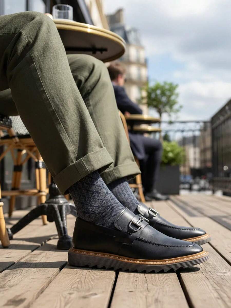 Mocassim Masculino Tratorado Dublin Conforto Sapato Casual - Preto Cinza - Visão 1