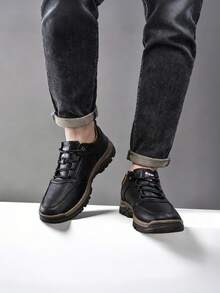 Zapatos de vestir con cordones para hombre,Zapatos Formales para Hombre Oxford de Vestir,Zapatos de Vestir Casuales para Hombre Oxfords Formales,Zapato Clásico para Hombre con Cordones en Acabado Piel,Negro/Marrón - Negro - Ver 5