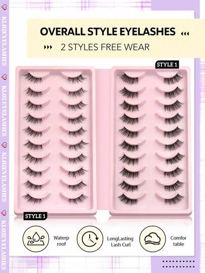 Lasvirey 20 Pairs Natural Half-Eye Cat Eye Lashes, Transparent Thin Lashes, High Volume Soft & Fine False Eyelashes Suitable For Glamorous Lashes