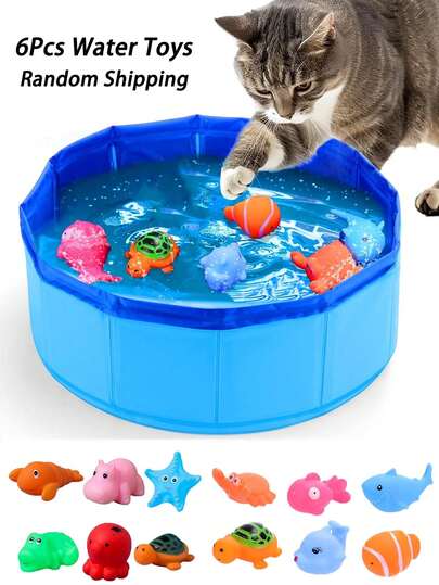 Cat Pool Toy With Fish-Water(6Pcs ) Cat Toys, Portable Cat Pool Toy, Cat Water Toys For Bored Indoor Cats, Interactive Cat Toys For Indoor Cats For Endless Self Play (Toy Color/Style: Shipped Randomly)