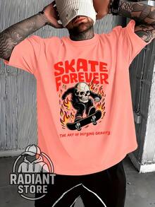 Camiseta Básica Confortável para o Dia a Dia Caveira Skate Arte Streetwear Cultura Urbana Moda de Rua Street Grafite Pichação Skatista Skate Camisa Blusa Unissex Masculino Feminino 100% Algodão Top Premium Streetwear Lançamento Envio Imediato Varias Cores!! Plus Size - Rosa Bebê - Visão 2