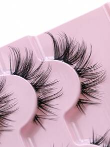 7 Pairs Fluffy Natural Cat Eye False Eyelashes, Transparent Band, Create Cat Eye Makeup Effect, Long & Thin, Soft & Natural Looking Fake Lashes, Strip Eyelashes - Black - View 7