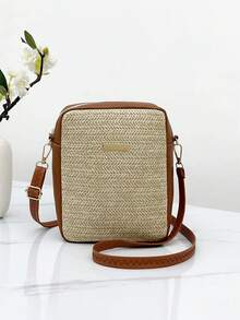 Women's Straw Crossbody Bag - Summer Beach Shoulder Bag With Adjustable Strap For Travel & Vacation - Brown - View 7