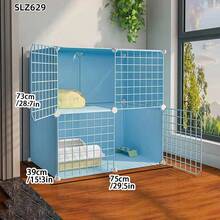 Detachable Spacious Multi-Cat Pet Cage, DIY Kitten Playpen, Blue Cat Furniture - Multicolor - View 13