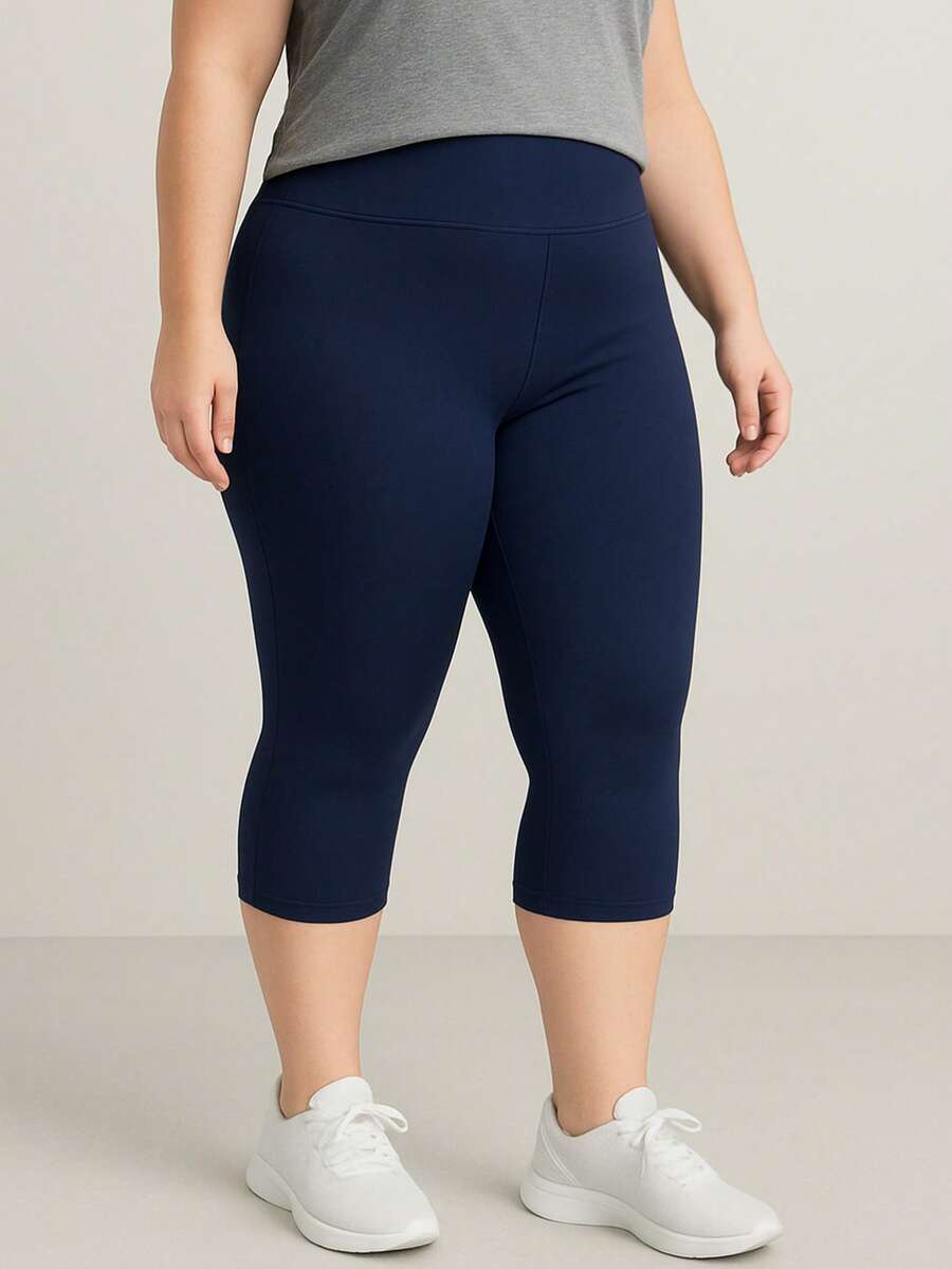 Plus Size Sports Leggings & Pants - Màu xanh hải quân - Xem 1