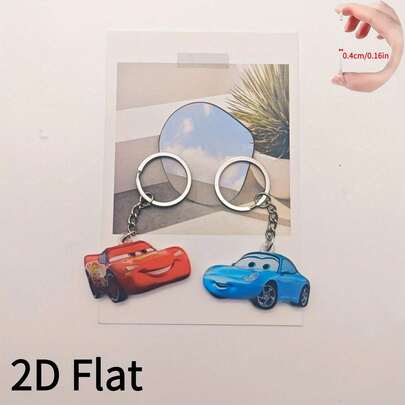 2D Lightning Bolt Car Keychain - Durable Acrylic Cartoon Keychain, Vibrant Colors And Cute Character Design, Suitable For Handbags, Totes And Backpacks - Great As Christmas, Valentine's Day, Eid, Carnival Decoration, Gift And Backpack Accessory