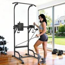 GartistGo Power Tower Pull-Up & Dip Station For Home Gym - Adjustable Height Range, 330LBS Capacity With Anti-Slip Suction Cups H-Steel Base Power Rack - Black - View 9