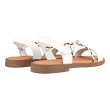 Marila Damen-Sandalen aus flachem Leder, weiß, gepolsterte Lederinnensohle, Schnallenverschluss, leichte Sohle, Lieferung innerhalb von 24/48 Stunden - Weiss - Übersicht 4
