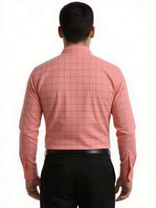 Rand paul Men's Long-Sleeved Dress Shirt, Casual, Good Quality, Slim Fit With Elastane - 玫紅色 - 查看 2
