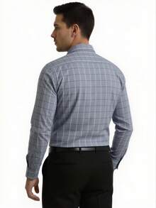 Rand paul Men's Long-Sleeved Dress Shirt, Casual, Good Quality, Slim Fit With Elastane - 灰色 - 查看 4
