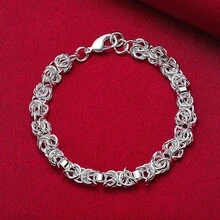 925 Sterling Silver Plated Circle Chain Bracelet For Woman Charm Wedding Engagement Fashion Party Jewelr - Silver - View 2