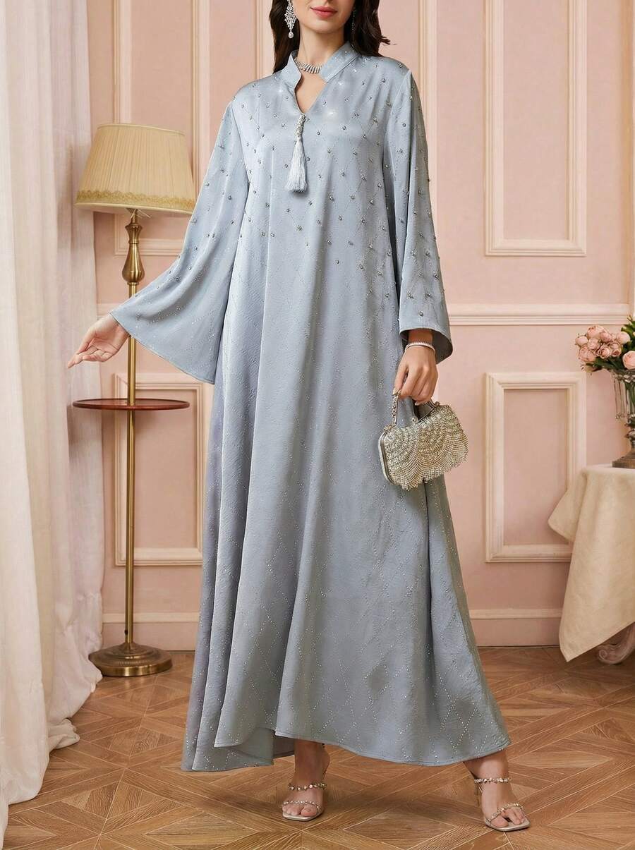 Women's Satin Diamond Luxury Kaftan Dress