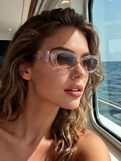 1 Pair Unisex New Cat Eye Shaped Fashion Glasses, Butterfly Decor Temples, Suitable For Birthday Party, Performance, Photography, Driving, Summer Beach, Outdoor Activities, Travel, Casual Outfits, Back To School Season