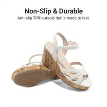 Girls' Summer Wedge Sandals Flatform Open Toe Ankle Strap Platform Sandals Suitable For Daily Occasions & Parties - White - View 5