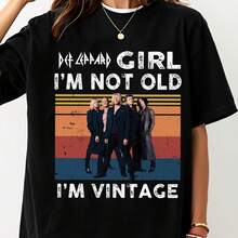 De F Le Ppard Lovers I'm Not Old I'm Vintage T-Shirt, De F Lep Pard Shirt, Music Lover Gift, Vintage Shirt Tops Clothes Shirts Oversize T-Shirts Tops Tops Oversize T-Shirts Streetwear 100% Cotton 1PC 180g - Black - View 1