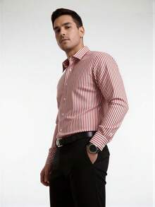 Rand paul Striped Long-Sleeved Dress Shirt With Refined Finish. - 紅色 - 查看 3