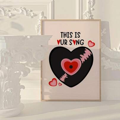 1pc Pink Wall Decoration, Stylish Apartment Decoration, Bedroom Wall Decoration, Valentine's Day Decoration, Vintage Wall Decoration, Music Room Decoration, Valentine's Day Bedroom Decoration Painting, Suitable For Home Decoration, Room Decoration, Bedroom Decoration, Living Room Decoration, Bathroom Decoration, Wall Decoration, Optional Framed Wall Art.