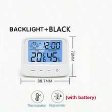 1个全新液晶数字温湿度计，婴儿房湿度监测器，带背光室内电子温湿度计气象站 - 白色 - 查看 9