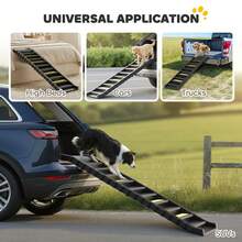 PawHut Foldable Dog Ramp For Car, Non-Slip Dog Stairs For SUVs Truck, Black - one-size - View 7